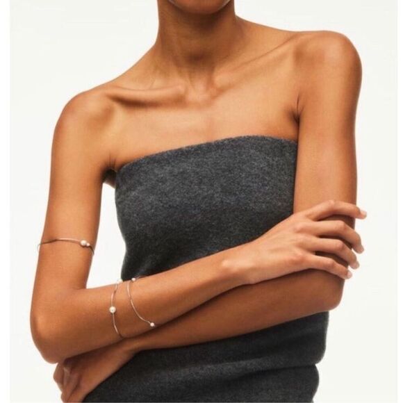 ZARA Gray Strapless Wool Limited Edition Tube Draped Maxi Dress Small - Picture 6 of 12